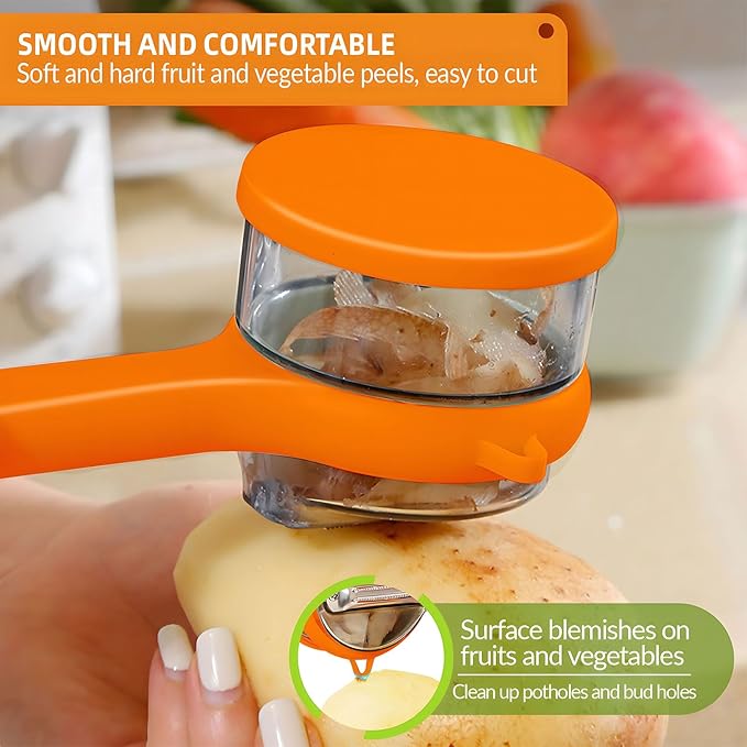 Ergonomic Vegetable Peeler & Peel Collector - Pack of 3