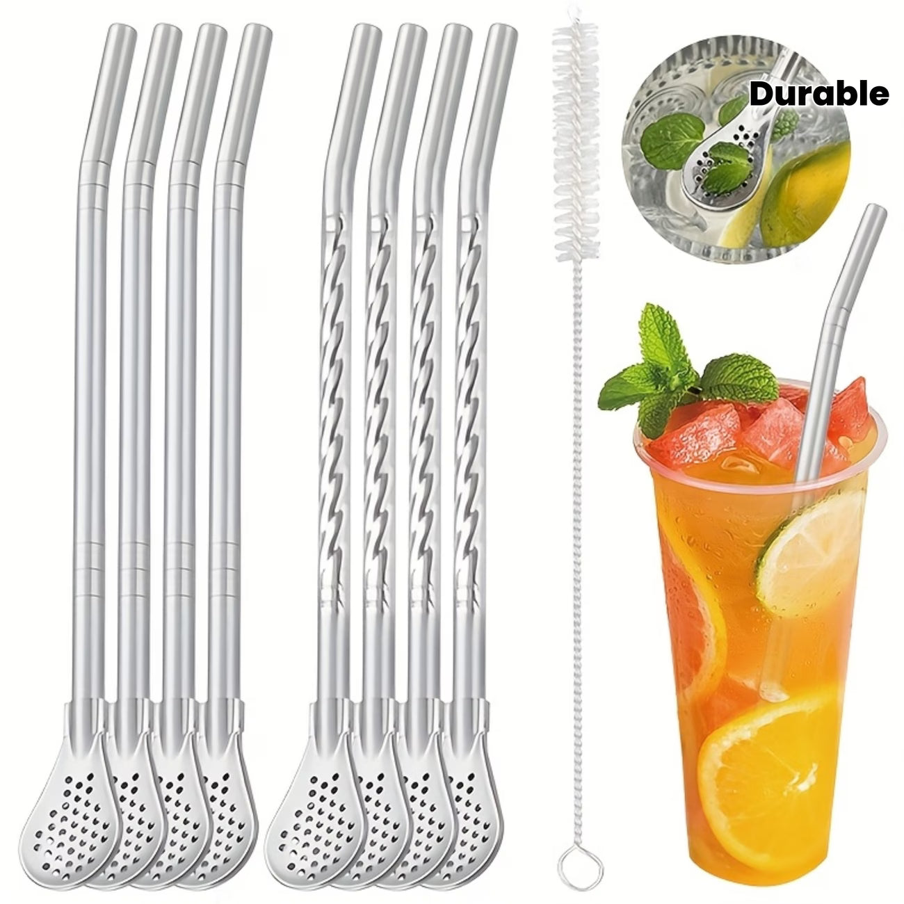 SipSavor 3-in-1 Stainless Steel Filter Straw Spoon Set - Pack of 5