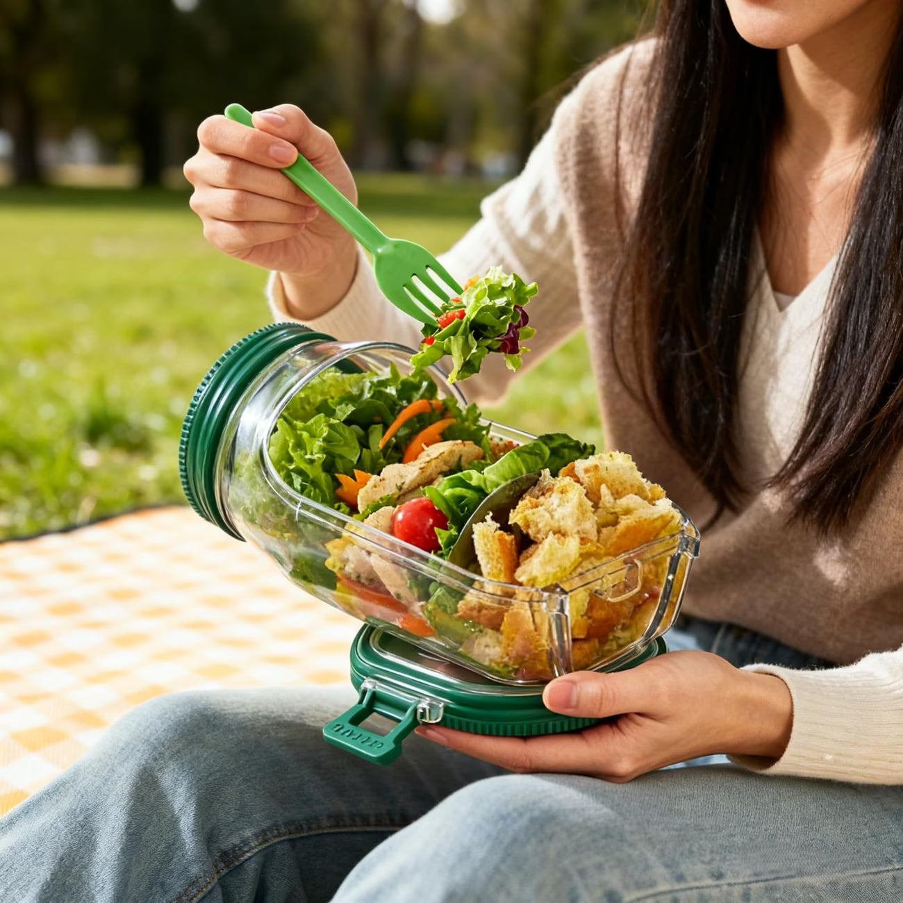 FreshBowl 2-in-1 Salad Jar with Dressing Pod
