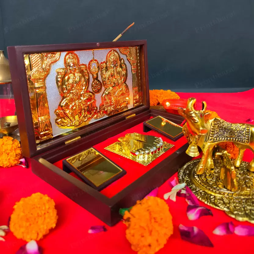 Ganesh Lakshmi Mini Temple (24 Karat Gold Coated)