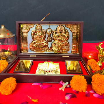 Ganesh Lakshmi Mini Temple (24 Karat Gold Coated)