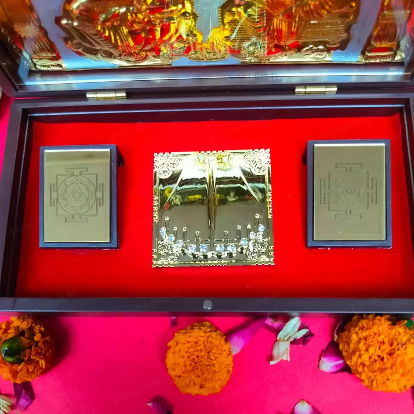 Ganesh Lakshmi Mini Temple (24 Karat Gold Coated)