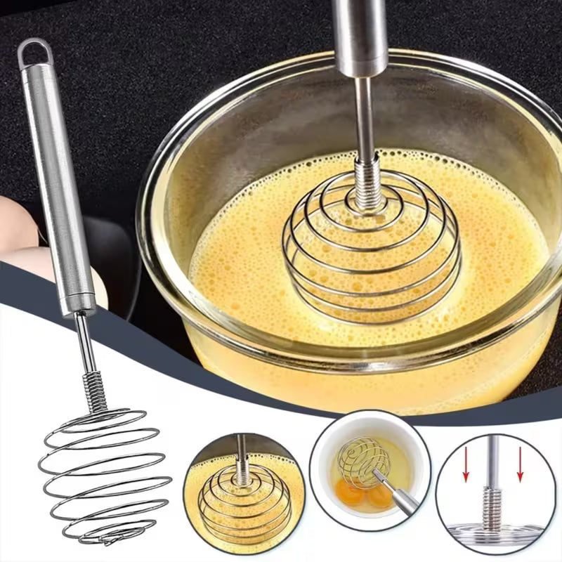 Push-Action Stainless Steel Spring Whisk - Buy 1 Get 1 Free