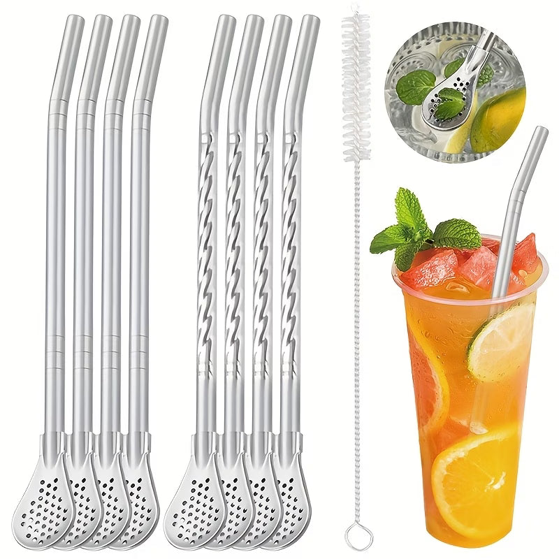SipSavor 3-in-1 Stainless Steel Filter Straw Spoon Set - Pack of 5