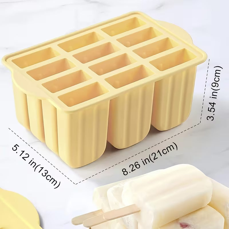 12-Grid Ice Pops & Kulfi Maker Tray with Lid
