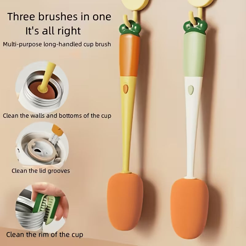 CarrotRoll 3-in-1 Multi-Purpose Cup & Bottle Cleaning Brush - Buy 1 Get 1 Free