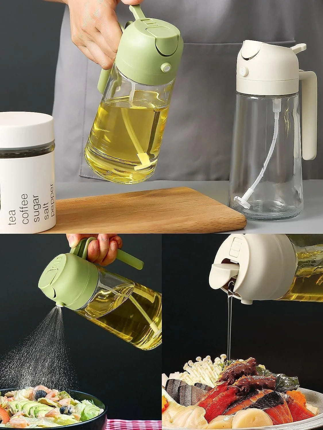 Sprayable And Pourable Glass Oil Bottle