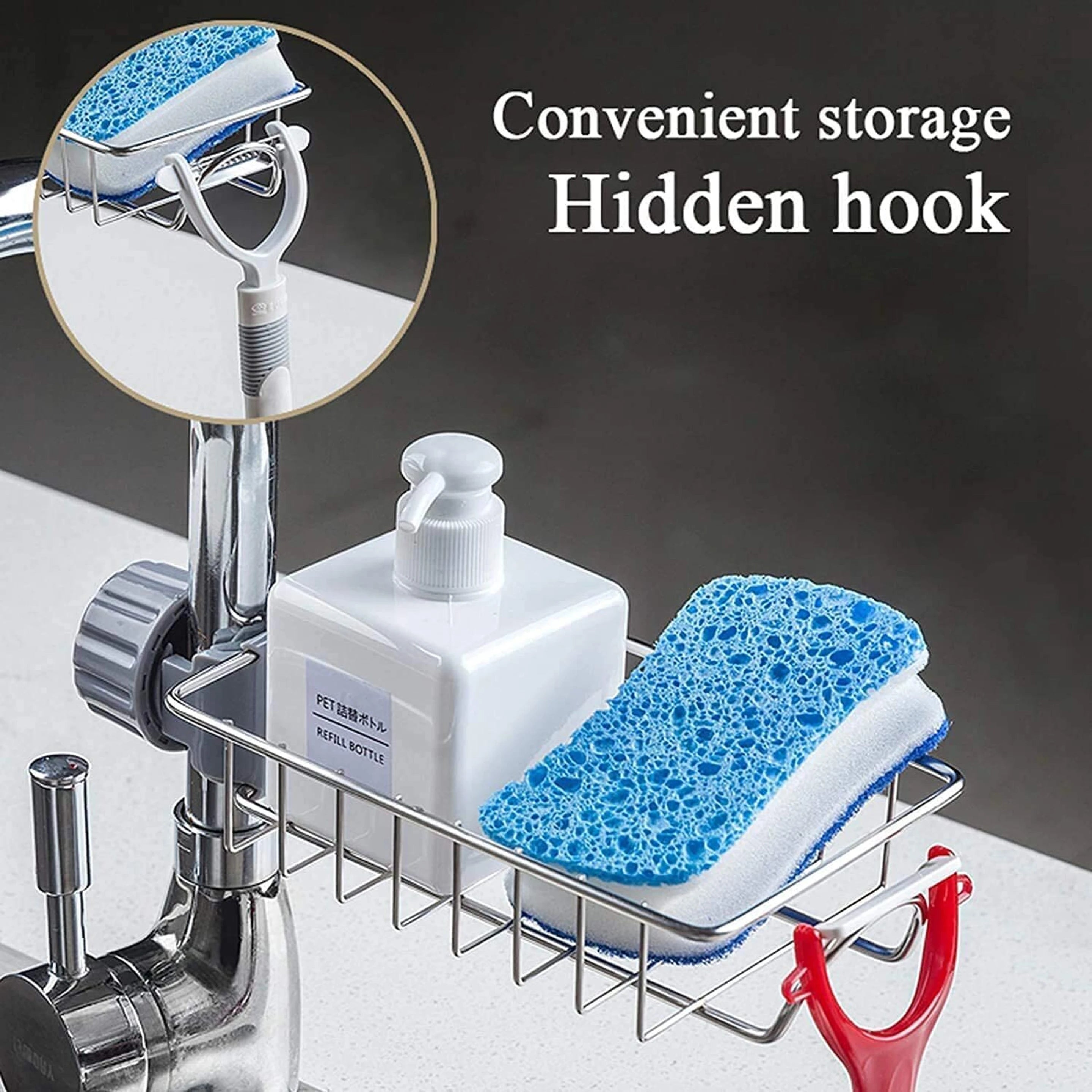 Stainless Steel Faucet Sink Organizer Rack