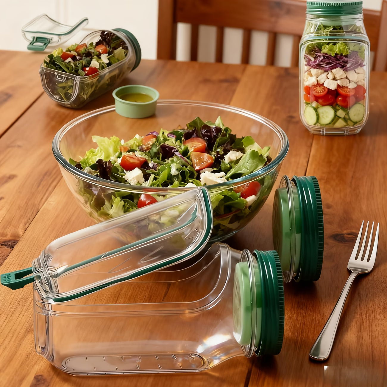 FreshBowl 2-in-1 Salad Jar with Dressing Pod