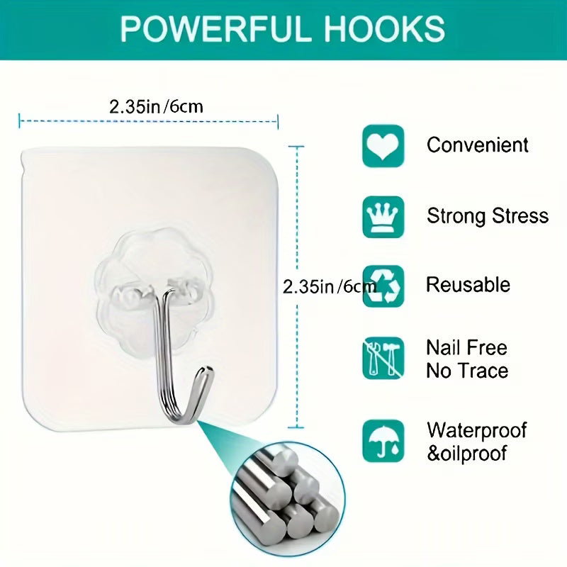 StickMate No-Drill Utility Hooks – Pack of 15