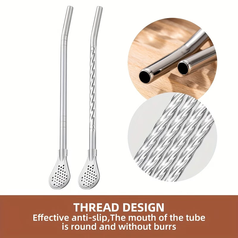 SipSavor 3-in-1 Stainless Steel Filter Straw Spoon Set - Pack of 5