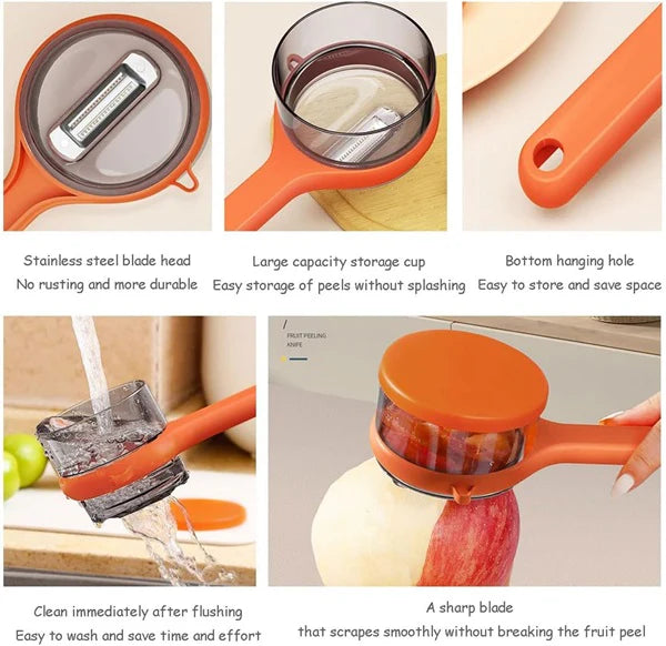 Ergonomic Vegetable Peeler & Peel Collector - Pack of 3