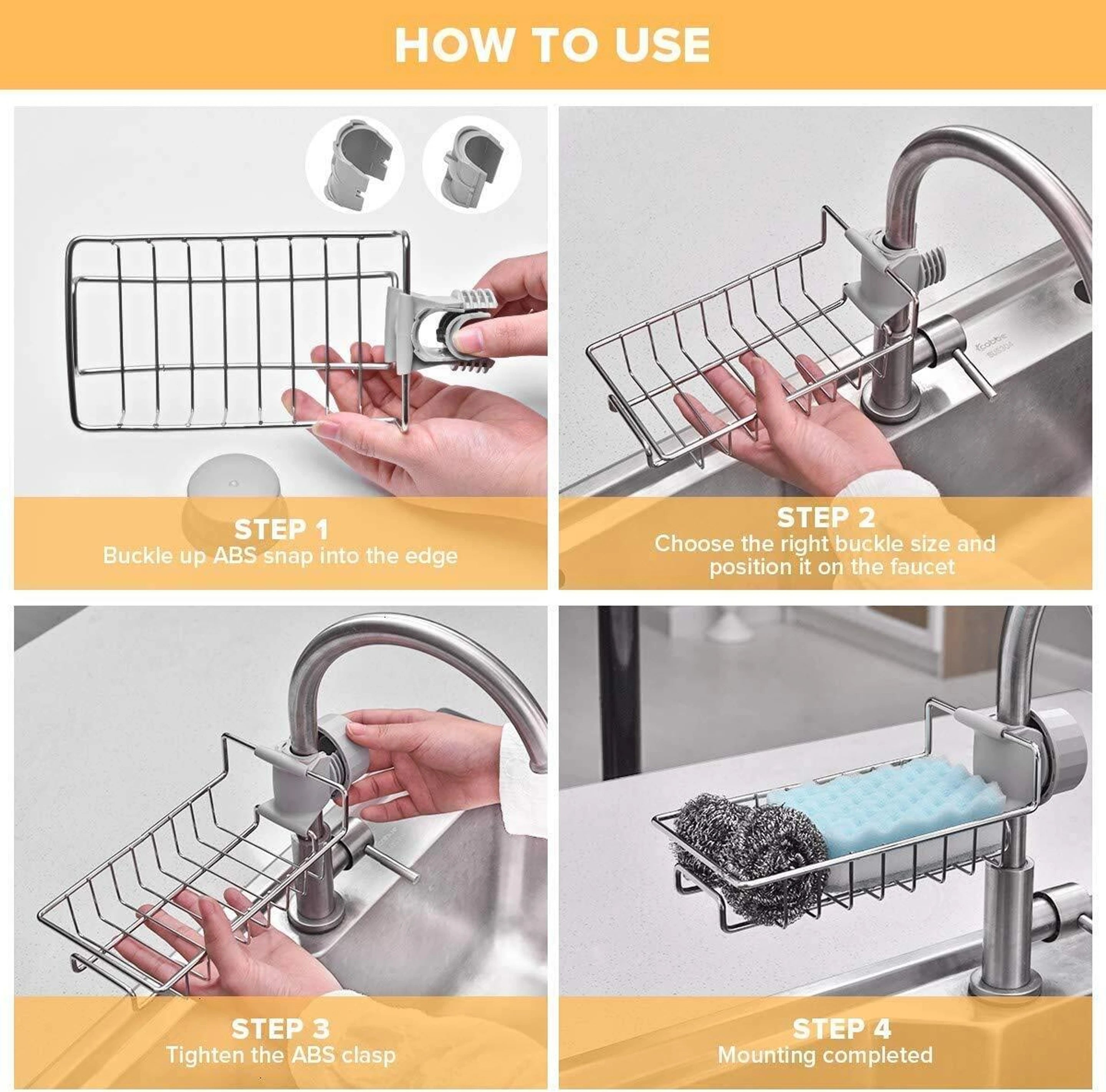 Stainless Steel Faucet Sink Organizer Rack