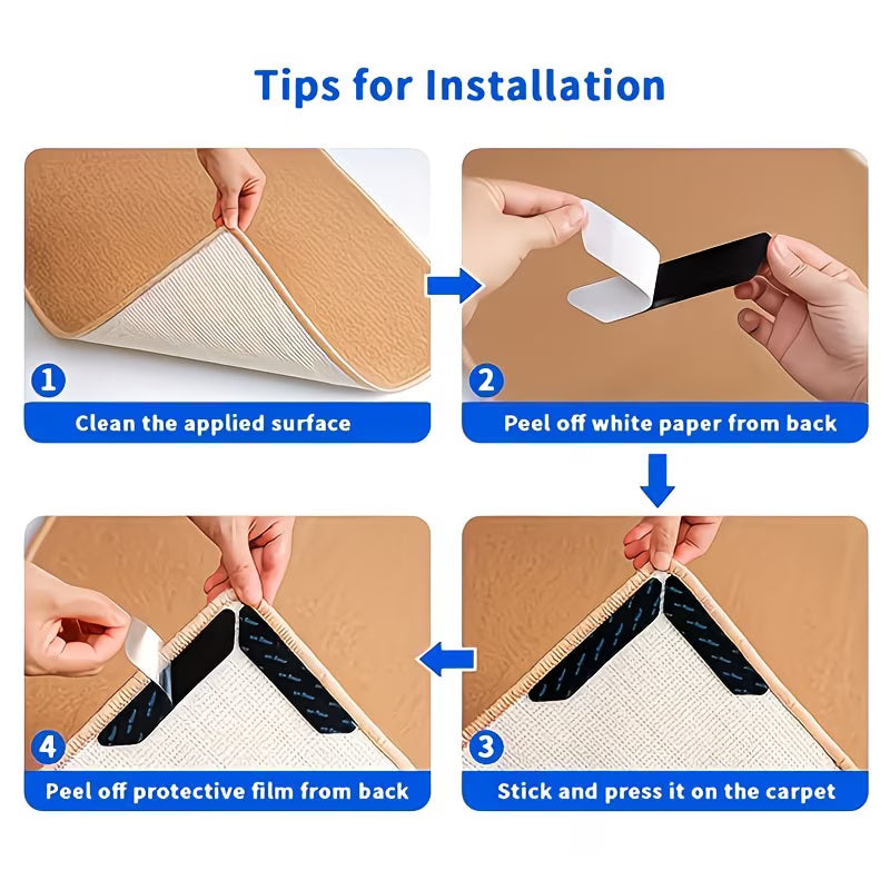 GripLock L-Type Carpet Anti-Slip Stickers - Pack of 30