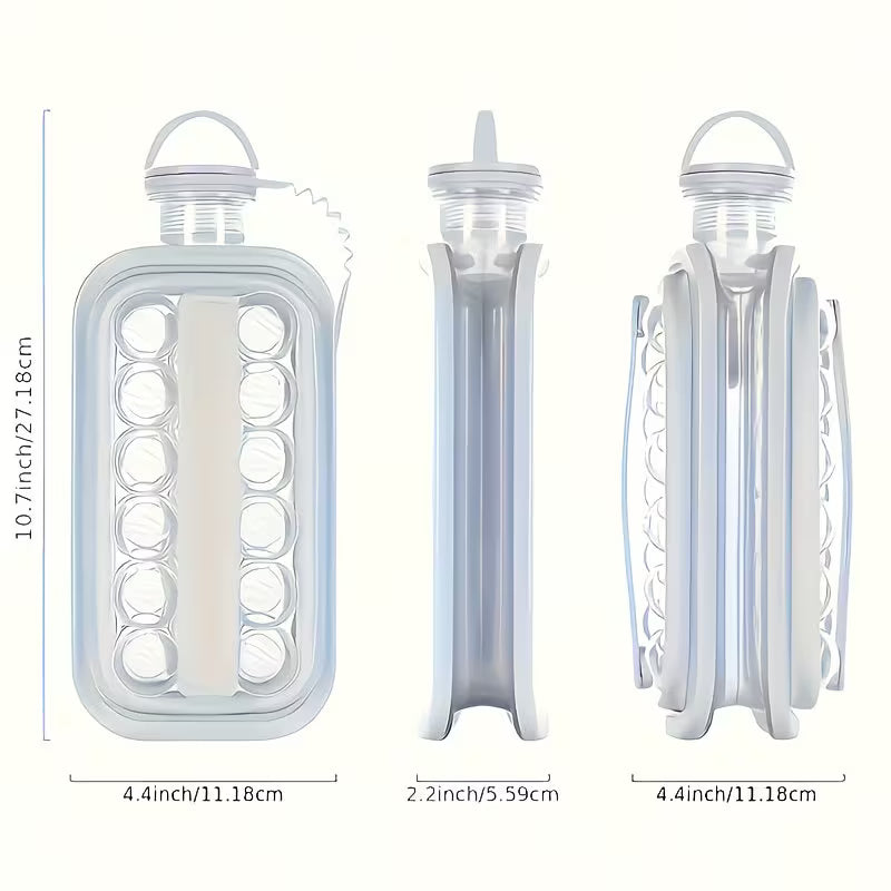 FrostFlow 2-in-1 Ice Water Bottle & Cube Maker (17 Grid Chill System)