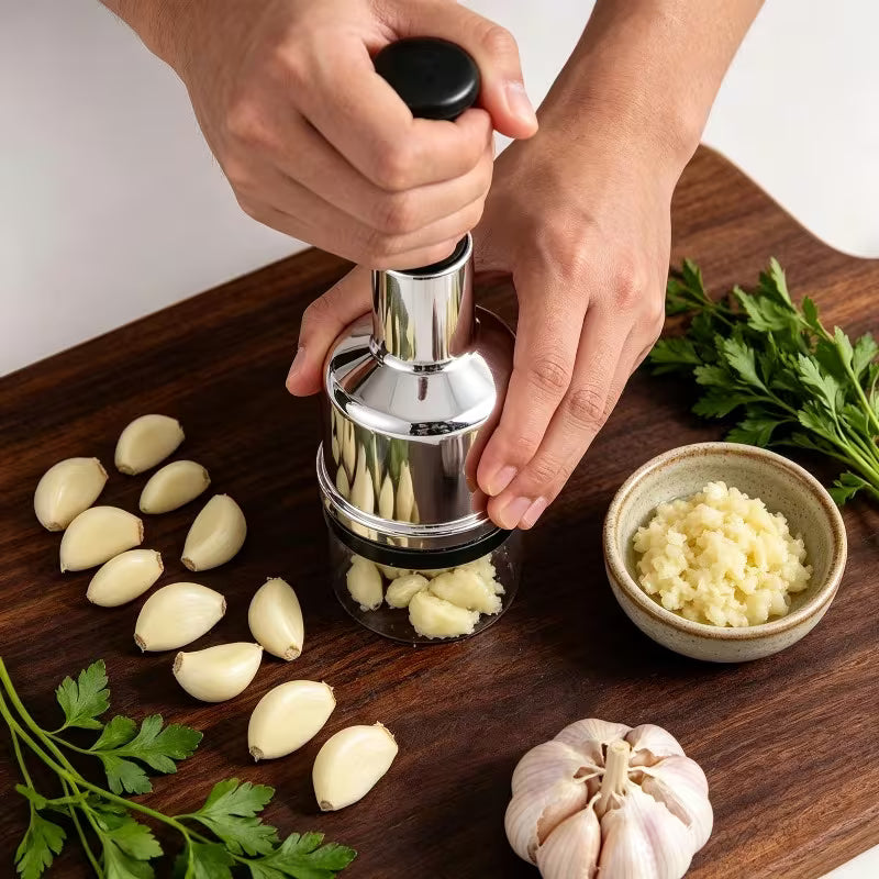Stelop Stainless Steel Press-Type Garlic Chopper & Vegetable Mince