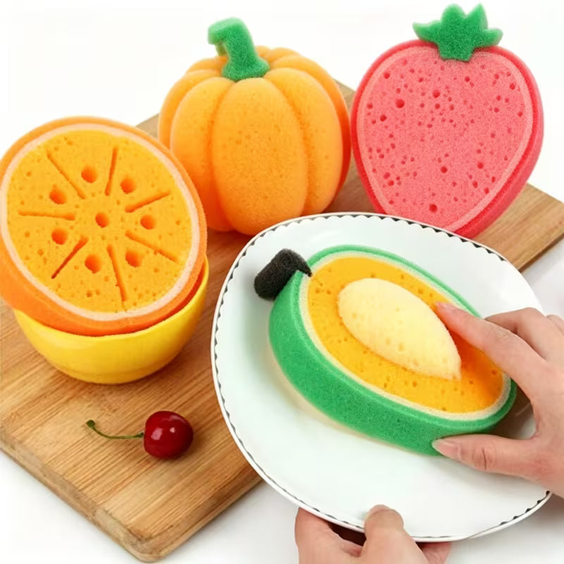FreshScrub - Cute Fruit Cleaning Sponges - Pack of 4 Fruits