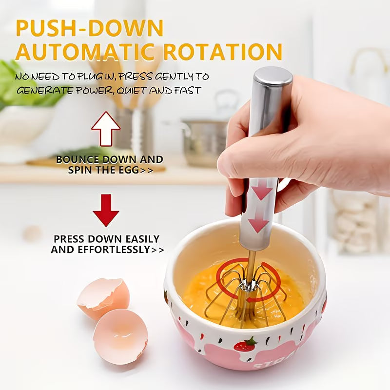 WhipSpin Semi-Automatic Steel Whisk - Buy 1 Get 1 Free