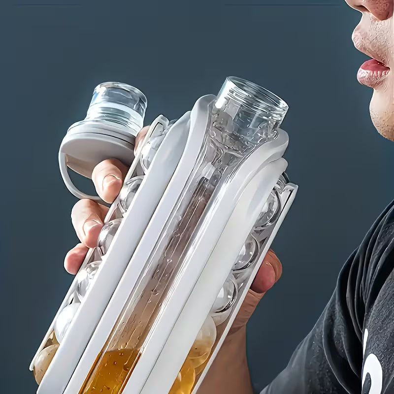 FrostFlow 2-in-1 Ice Water Bottle & Cube Maker (17 Grid Chill System)
