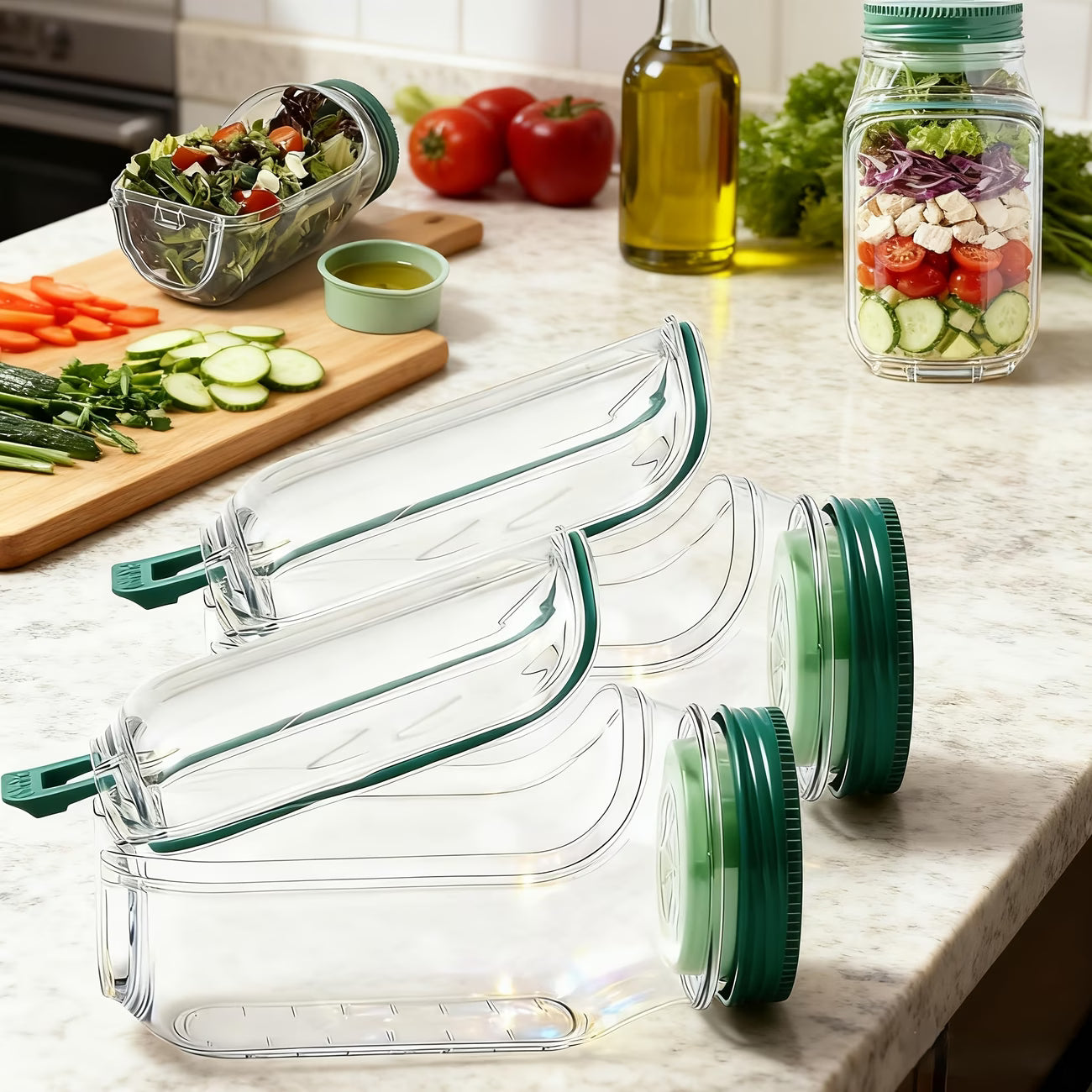 FreshBowl 2-in-1 Salad Jar with Dressing Pod