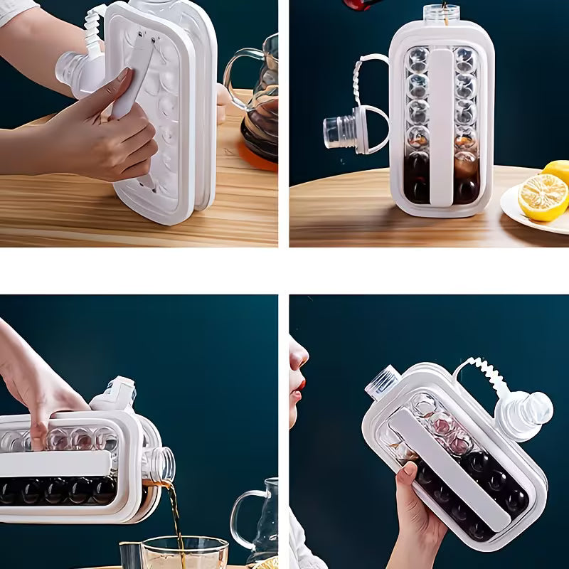 FrostFlow 2-in-1 Ice Water Bottle & Cube Maker (17 Grid Chill System)