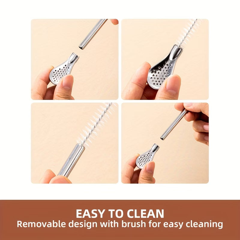 SipSavor 3-in-1 Stainless Steel Filter Straw Spoon Set - Pack of 5