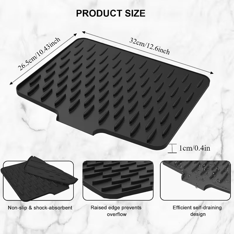 DrainFlow Self-Draining Silicone Drying Mat