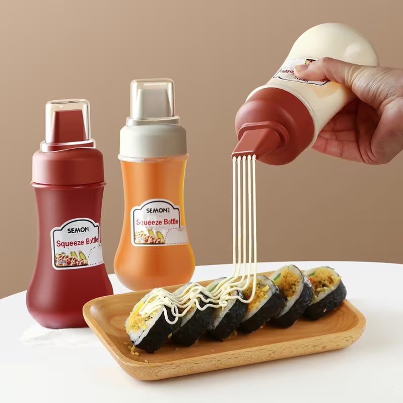 SqueezePro Precision 5-Hole Sauce Dispenser Bottle - Pack of 3