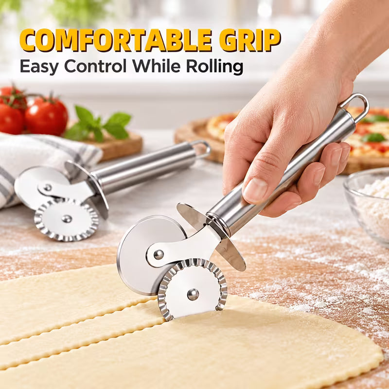 SliceCraft Dual Wheel Pizza and Pastry Cutter - Buy 1 Get 1 Free