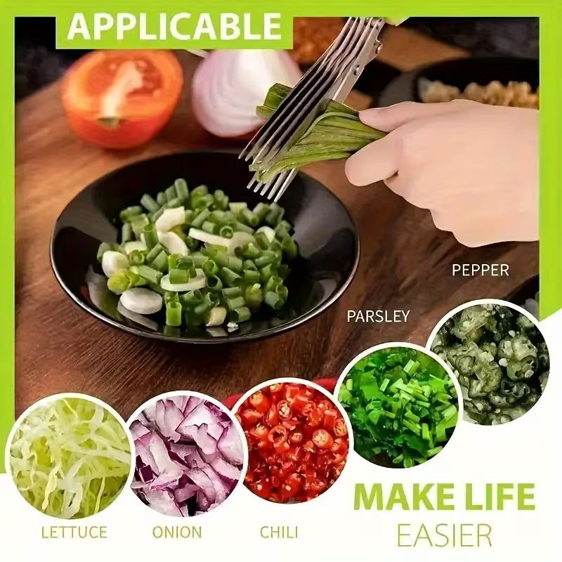 MultiCut 5-Blade Stainless Steel Herb & Kitchen Scissors - Buy 1 Get 1 Free